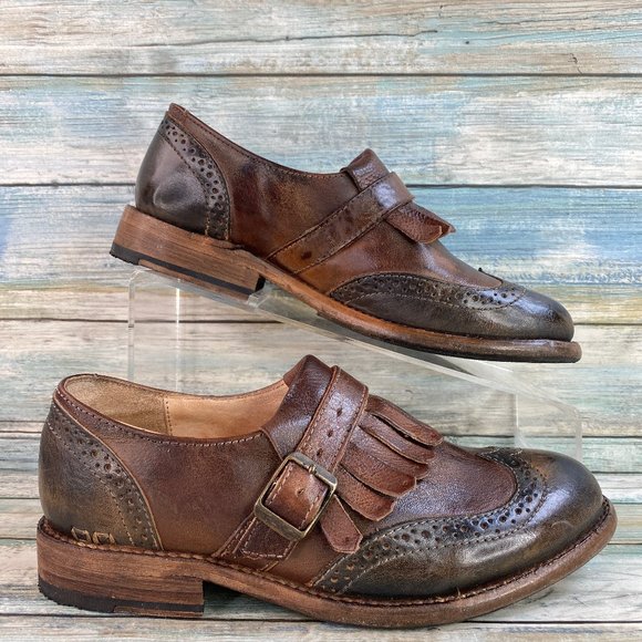 Bed Stu Shoes Bed Stu Dolly Wingtip Kiltie Brown Leather Oxford
